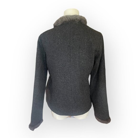 VTG Gray Fur Cardigan with Soft Fur Trim Small - Picture 3 of 8